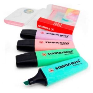 Caneta Marca Texto, Stabilo, BOSS 52.8200, 4 Cores, Tons Pastel