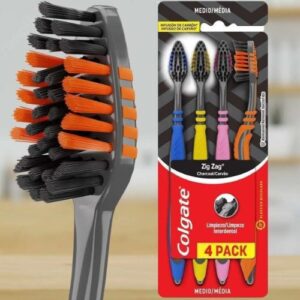 Escova Dental Colgate ZigZag Carvão, 4 unidades