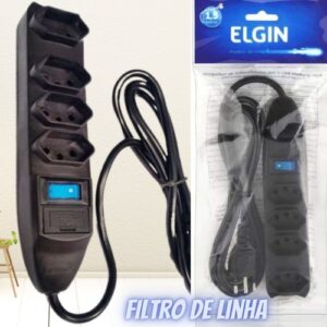 Filtro de Linha 4 Tomadas Elgin Bivolt Preto