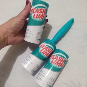 Conjunto 1 Rolo adesivo com 30 folhas e 2 refis removedor de poeira, pelos e fiapos,CST0085, Flash Limp