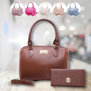 Conjunto de Bolsa Baú Pequena Feminina Com Alça Transversal e de Mão + Carteira Willibags