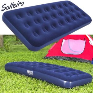 Colchão Inflável Solteiro Single Flocked, Multicor, Duplo