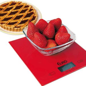 Balança digital para Cozinha de Vidro, 5 Kg, Vermelho,BAL7856, Euro Home