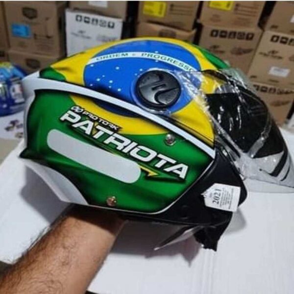 Capacete New Liberty Three Patriota 58 Branco/Verde