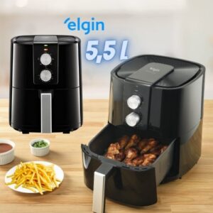 Fritadeira Elétrica Airfryer 5,5 Litros 220V Cuisine Fry Gourmet Preta Elgin com cesta removível