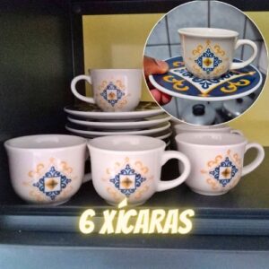 Conjunto De 6 Xícaras Pequenas 65 Ml Com Pires Floreal São Luís - Oxford