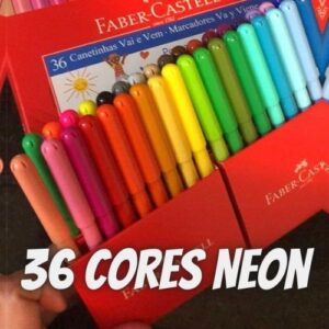 Canetinha Hidrográfica, Faber-Castell, 15.0136VVZF, Vai E Vem, 36 Cores Neon, Cor: Multicor