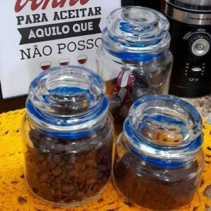 Conjunto Potes de Vidro Multiuso 3 Peças Euro Azul