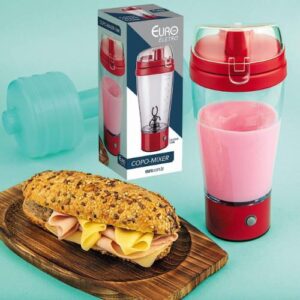 Euro Home MIX6552-VM - Mixer Shake à Pilha com Copo, Vermelho
