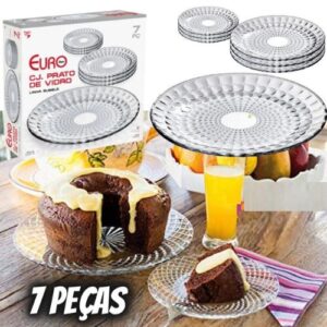 [ENCERRADA]Conjunto de Pratos de Vidro 7 peças Bubble, VDR7528, Euro Home