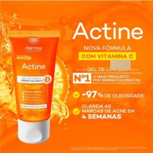 Actine Sabonete Líquido + Vit C, pele oleosa a acneira, Darrow - 60g, Laranja