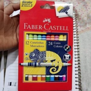 Canetinha Hidrográfica Bicolor, Faber-Castell, 12 Canetas/24 Cores