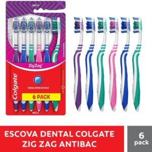 Escova de Dente Colgate Zig Zag Antibac 6 unid, Modelo: 61023926, Cor: Multicolorido