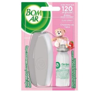 Aromatizador Bom Ar Click Spray Cheirinho de Talco Aparelho + Refil 12ml