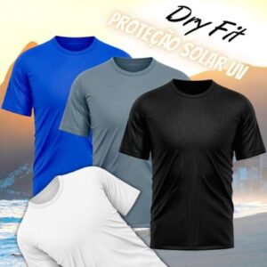 [ENCERRADA] Kit 4 Camisetas Masculina Dry Fit Proteção Solar UV Básica Lisa Treino Academia Ciclismo Camisa