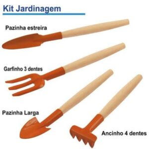 Conjunto Para Jardinagem Tramontina Metálico Com Cabo De Madeira 4 Peças