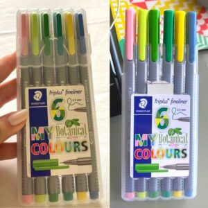 Caneta Triangular, Staedtler, Fineliner Triplus Botanical, 334 SB6CS8, 0.3mm, 6 Cores