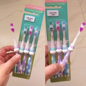 Combo Econômico Infantil com 3 Escovas Dentais, Kess, Multicor
