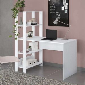 Escrivaninha com Estante Lateral MATCH cor Branco - Artely