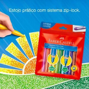 Canetinha Vai e Vem 12 Cores, Faber-Castell, 15.0112VVZF, Multicor