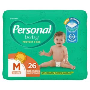 Fralda Personal Baby Protect e Sec M Jumbo, 1 pacote de 26