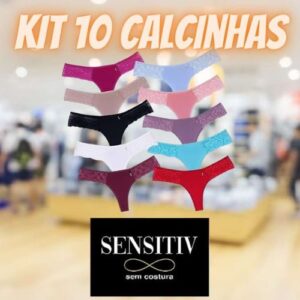 kit com 10 calcinhas fio dental rendada Sensitiv
