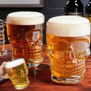Caneca de Vidro Caveira Rock Style Lyor Transparente, 510 ml