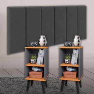 Conjunto Cabeceira Cama Casal 1,40 Com Criado Quarto Luxo (Cinza - Cinza/Cinamomo)