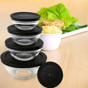 [ENCERRADA]Conjunto com 5 potes de Vidro Redondos com Tampa Plástica Preta, VDR7090-PT, Euro Home