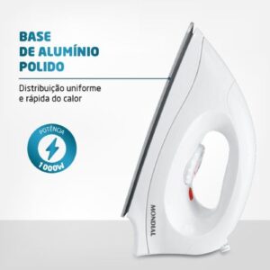 Ferro de Passar a Seco Mondial, 110V, 1000W, Branco - FSN-55-W