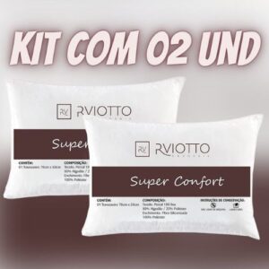 [ENCERRADA]Kit Com 02 Travesseiro Percal 180 Fios Algodão Extra Macio Fibra Siliconada