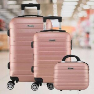 [ENCERRADA] Kit Mala Bordo de Viagem 10kg com Frasqueira 3 Unidades (Rosê)