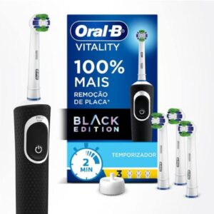 Oral-B Vitality 100+ - Escova Elétrica Oral B, Refis 3 Unidades, Bivolt, Preto