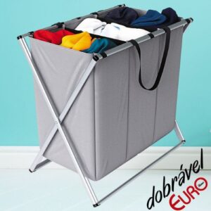 [ENCERRADA]Organizador dobrável de roupas sujas com 3 compartimentos