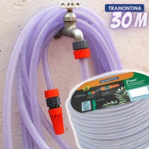[ENCERRADA]Tramontina Mangueira Flex Para Jardim, 30 M, Com Engates Rosqueados E Esguicho