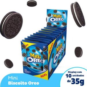 Biscoito recheado Mini Oreo original display com 10 unidades de 35g
