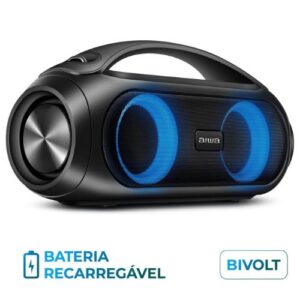 Caixa de Som Boombox AIWA Bluetooth IPX5, Luzes Multicores, com alça - AWS-BBS-02