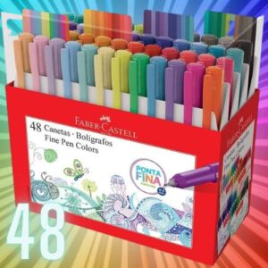 Caneta Ponta Fina, Faber-Castell, Fine Pen Colors, 48 Cores