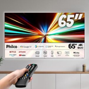 Fast Smart TV QLED 65'', Ultra HD 4K, PTV65G3BGTSSBL, Philco, Dolby Vision, Dolby Atmos, Google TV, Eye Protection