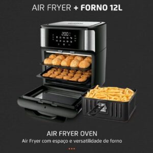 Fritadeira Air Fryer Forno Oven 12L, Mondial, Preto/Inox, 2000W, 220V - AFO-12L-BI