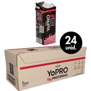 Pack YoPRO Bebida Láctea UHT Morango 15g de Proteínas 250ml -24 Unidades