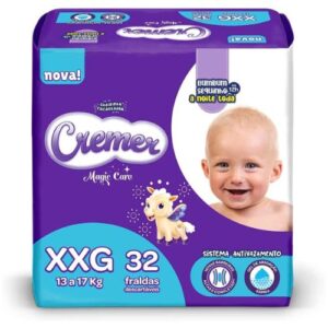Fralda Cremer , XXG, Mega, pacote de 32 (Embalagem pode variar)