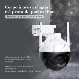 Câmera IP Sem Fio de Segurança Externa HD 4MP, Câmera de Visão Noturna Infravermelha WiFi, IP66 à Prova D'água e à Prova de Poeira, Chamada de Voz Bidirecional, Campo de Visão Completo PTZ 360 Graus, Detecção de Movimento