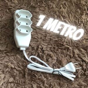 Extensão Slim 3 Tomadas Bipolar Bivolt 1 Metro Branco - Force Line
