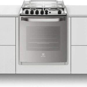 Fogão de embutir 56EXT silver com grill elétrico e timer