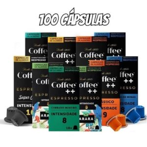 Kit de Cápsulas de Café Coffee Mais, compatível com Nespresso, contém 100 cápsulas