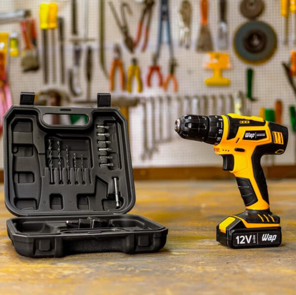 WAP Parafusadeira E Furadeira A Bateria Li-Ion 12V Bpf 12K3 Carregador Bivolt Sem Fio Com Maleta E Kit De 13 Acessórios