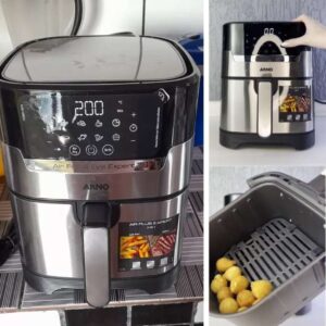 Arno, Airfryer air plus e grill digital, 4,2l, Inox, UFE2