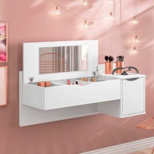 Camarim 1 porta e tampo basculante Blush branco fosco liso Móveis Albatroz