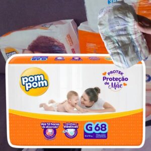Fralda Pom Pom Protek Proteção de Mãe Hiper G 68 Unidades